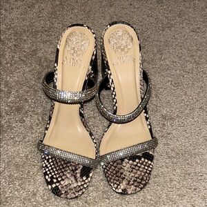 Vince Camuto Rhinestone Snake Print Sandals